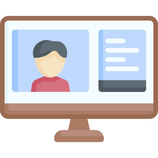 ícono de una computadora representando el ofrecimiento de un webinar