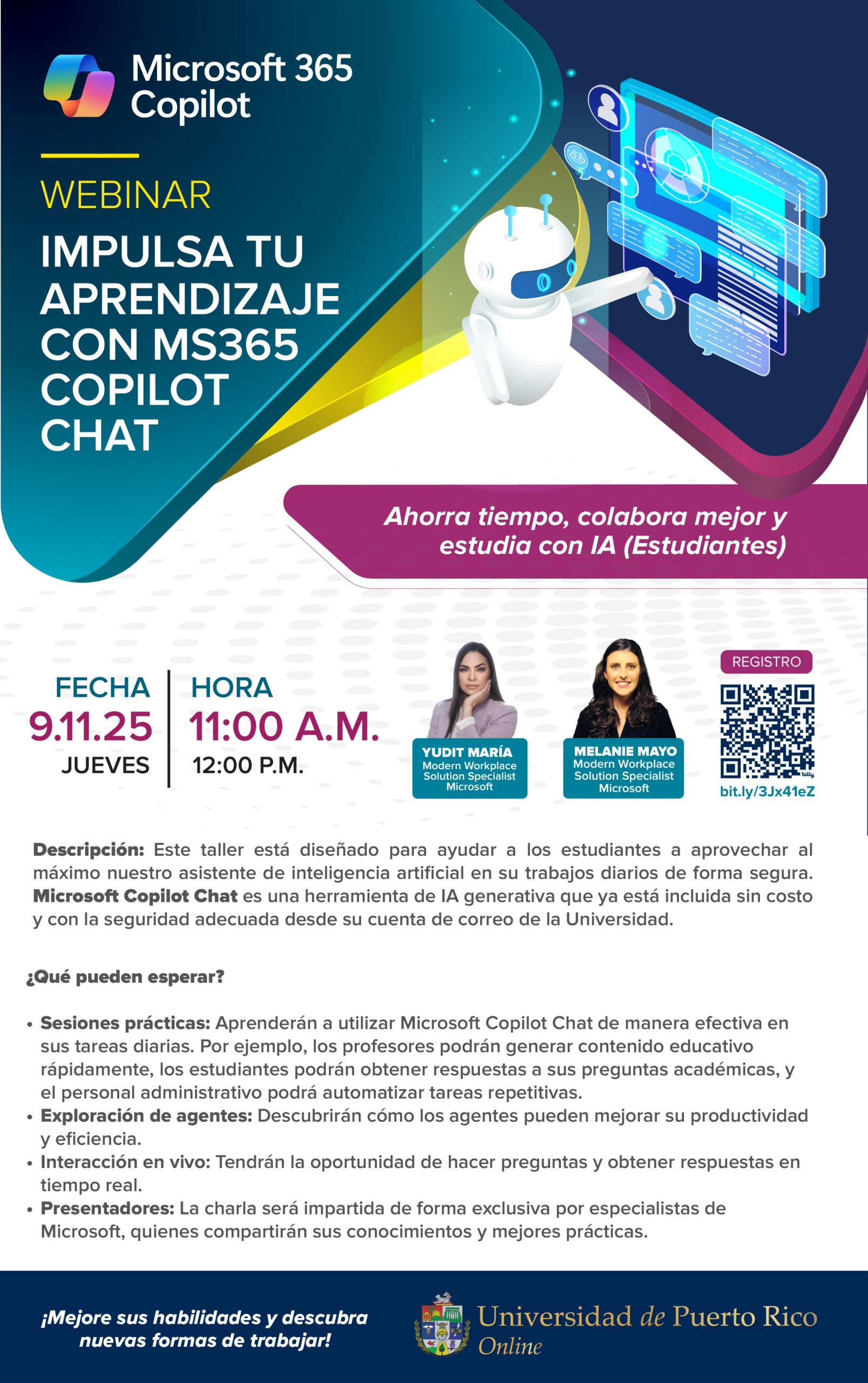 Promoción webinar septiembre 11. La descripción se encuentra a continuación